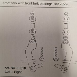 Let`s Fly - rollaattorin etuhaarukka laakereineen ( 2 kpl)
